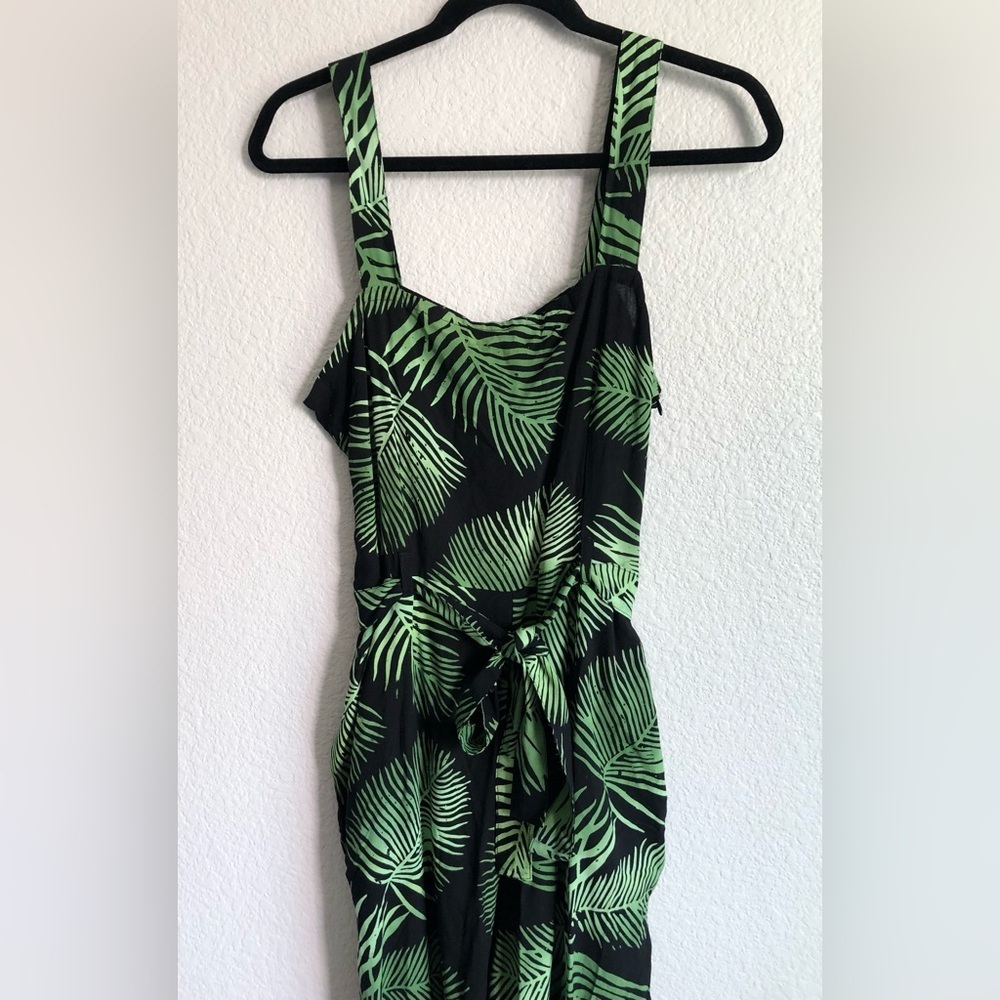 70s Millie Palm Batik Cropped Jumpsuit in Black and Green size 8 tropical - Picture 6 of 9